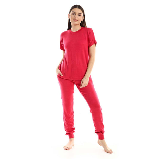 Plain Comfy Slip On Pajama Set - بيجامة سادة مريحة سهلة الارتداء