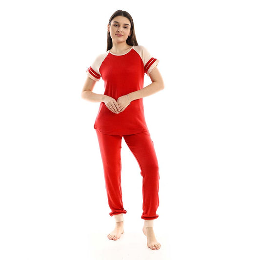 Short Sleeves Cotton Pajama Set - بيجامة قطن بأكمام قصيرة