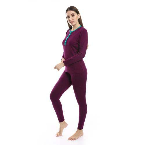 Plain Long Sleeves Pajama Set - بيجامة سادة بأكمام طويلة