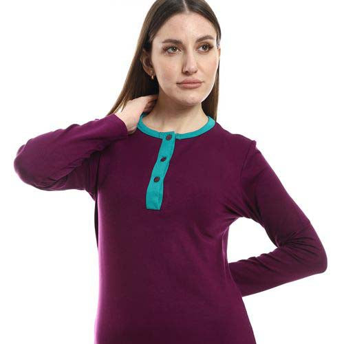 Plain Long Sleeves Pajama Set - بيجامة سادة بأكمام طويلة