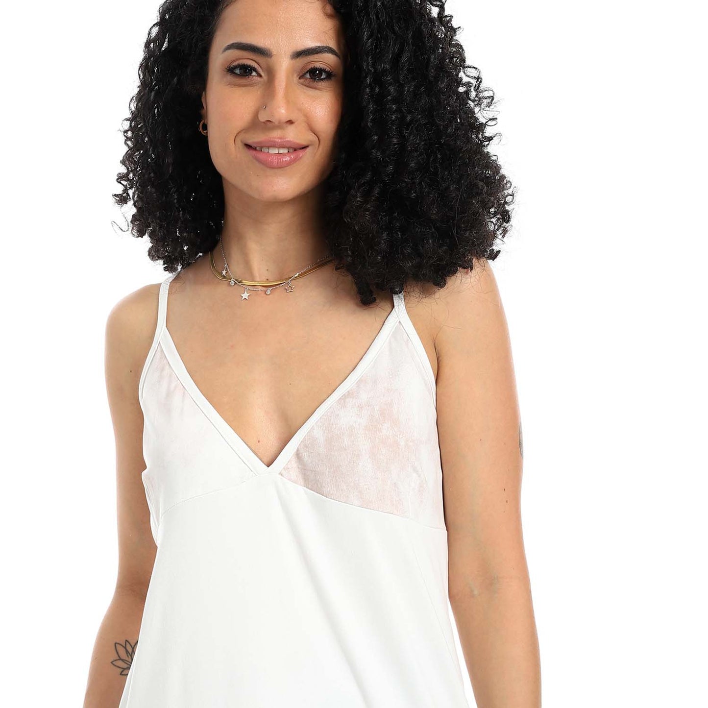 Straps Sleepshirt with Printed Cups - قميص نوم بحمالات