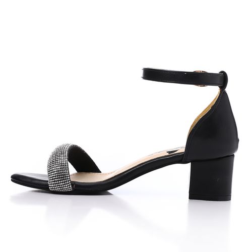 Black Rhinestones Soiree Heeled Sandal