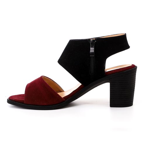 Bi-Color Suede Heeled Sandal