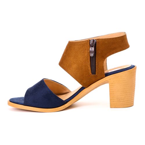 Bi-Color Suede Heeled Sandal