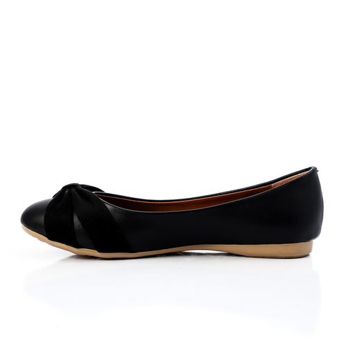 Black Suede Bow Leather Ballerina