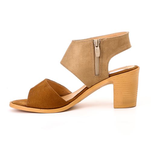 Bi-Color Suede Heeled Sandal