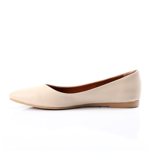 Beige Plain Flat Shoes