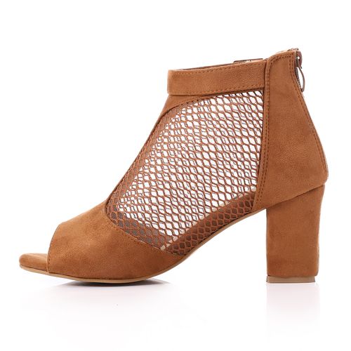 Mesh Side Suede Ankle Sandal