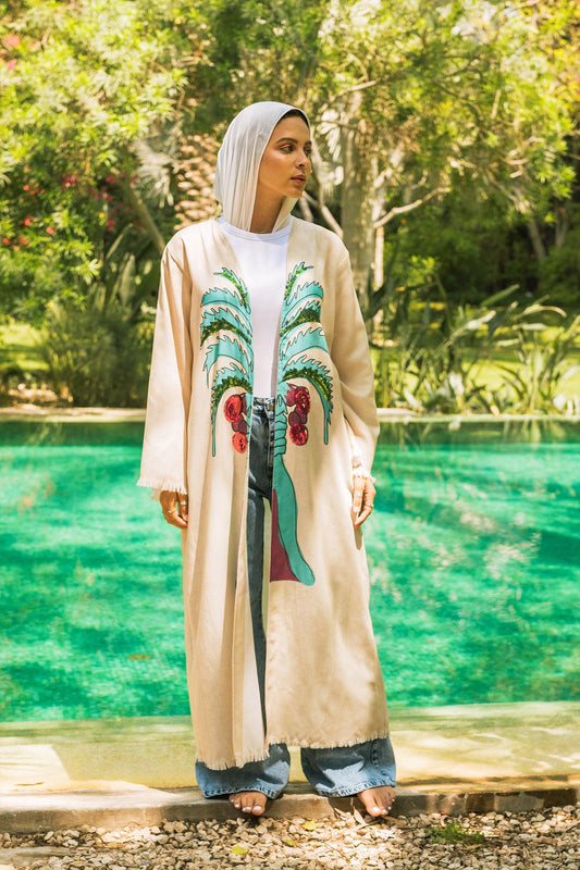 Front Palm Print Kimono