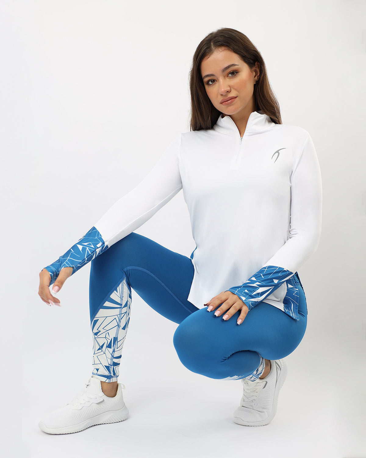 Blue Half & Half Soft Leggings - بنطال ضيق أزرق ناعم بنصفين