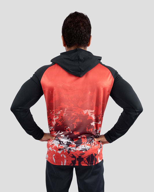 Red Sportive Hooded T-Shirt