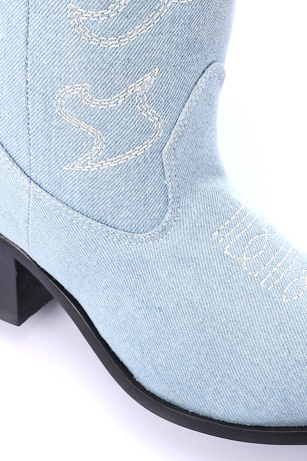 Embroidered Denim Cowboy Boots