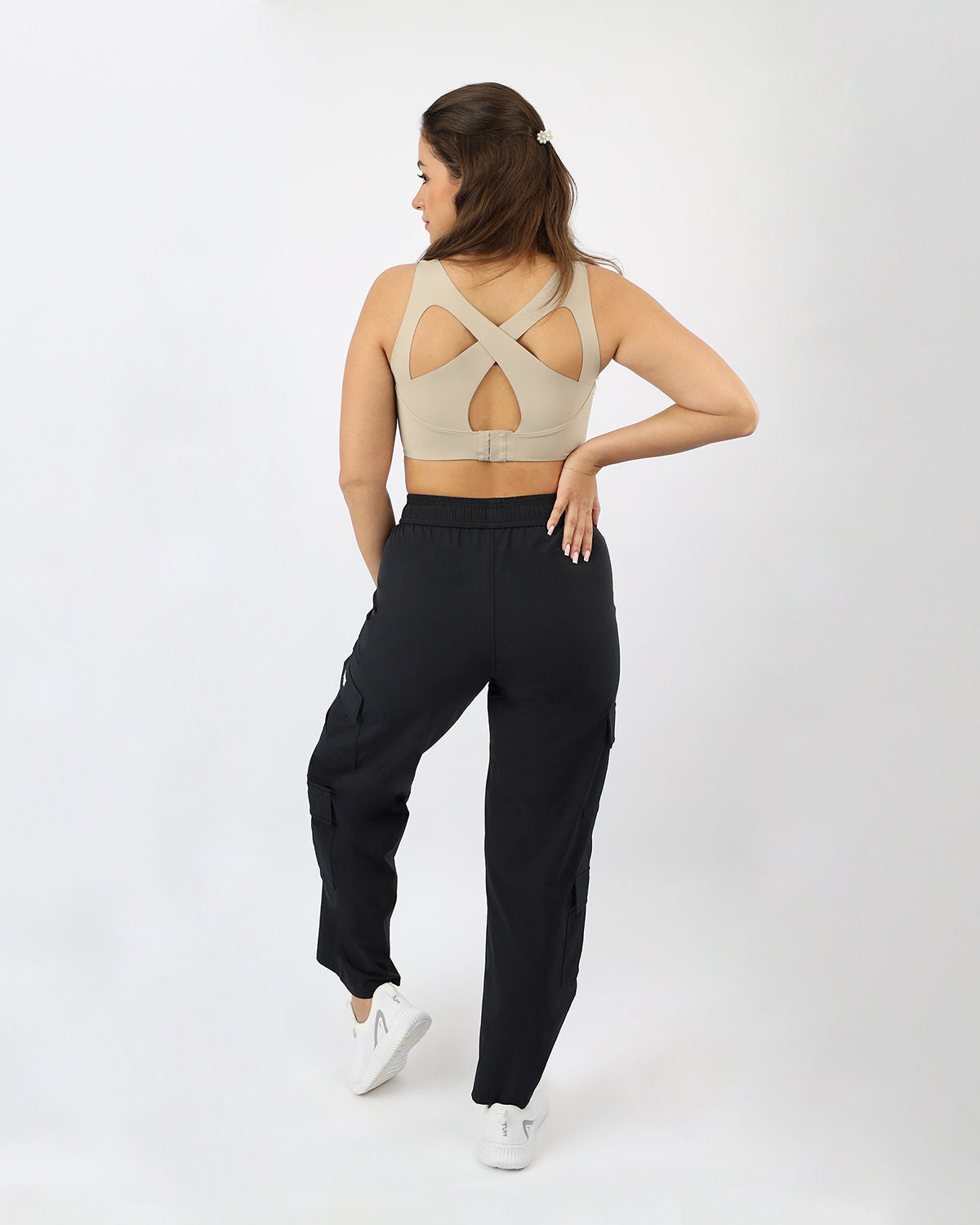 Navy Elastic Waist Cargo Pants - بنطال كارغو بخصر مطاطي أزرق داكن