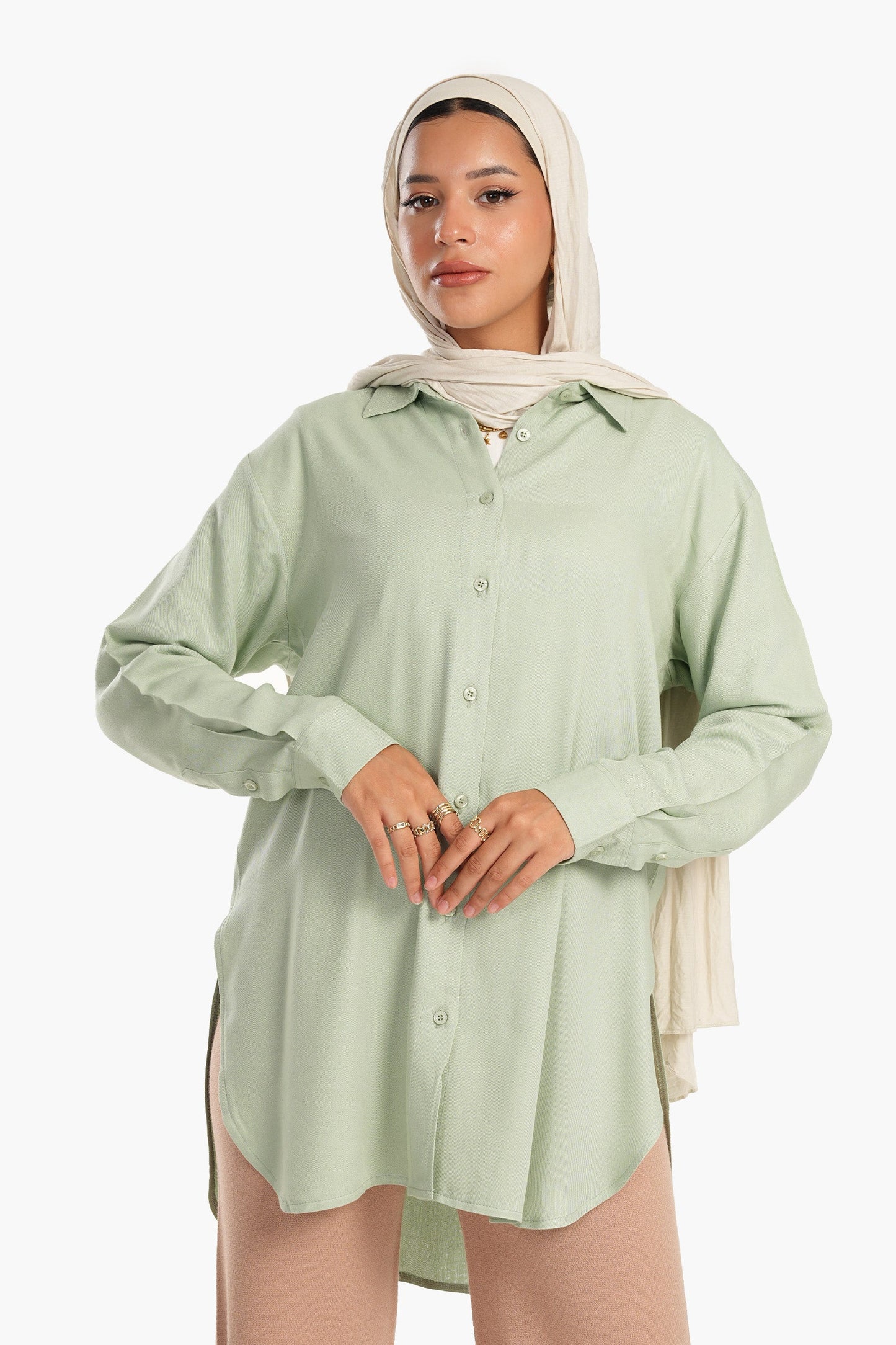 قميص فيسكوز غير متماثل