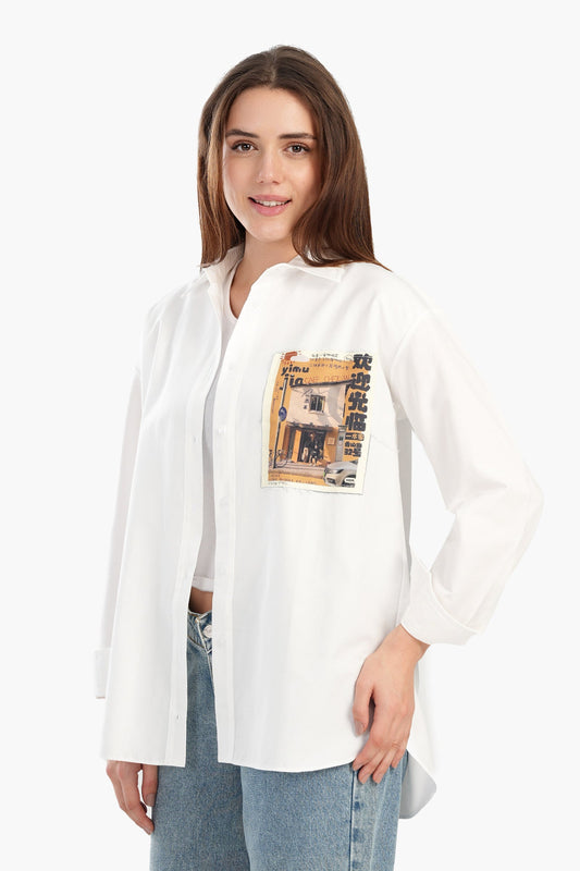 قميص بجيب مطبوع