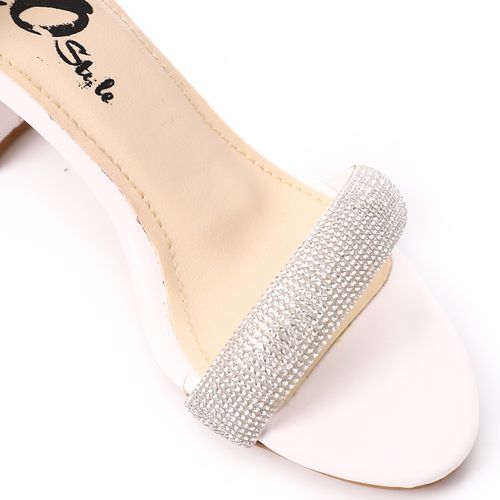 White Ankle Buckle Soiree Sandal