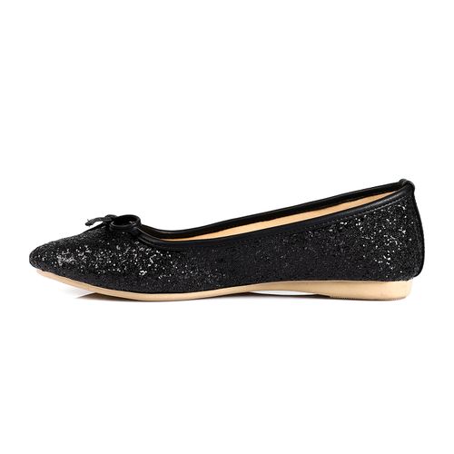 Black Comfortable Glittery Ballerina