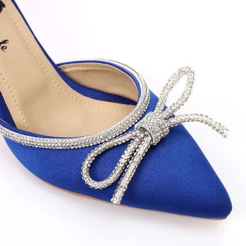 Rhinestone Bow Slingback High Heels