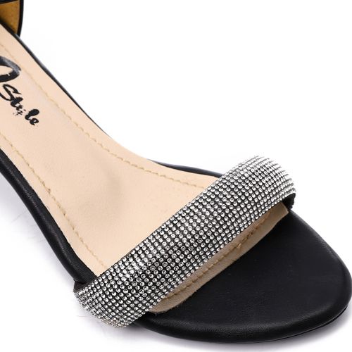 Black Rhinestones Soiree Heeled Sandal