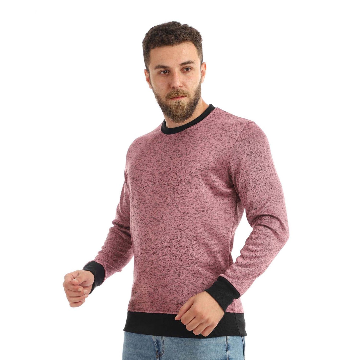 Round Elastic Cuffs Sweatshirt - سويت شيرت برقبة دائرية أساور مطاطية