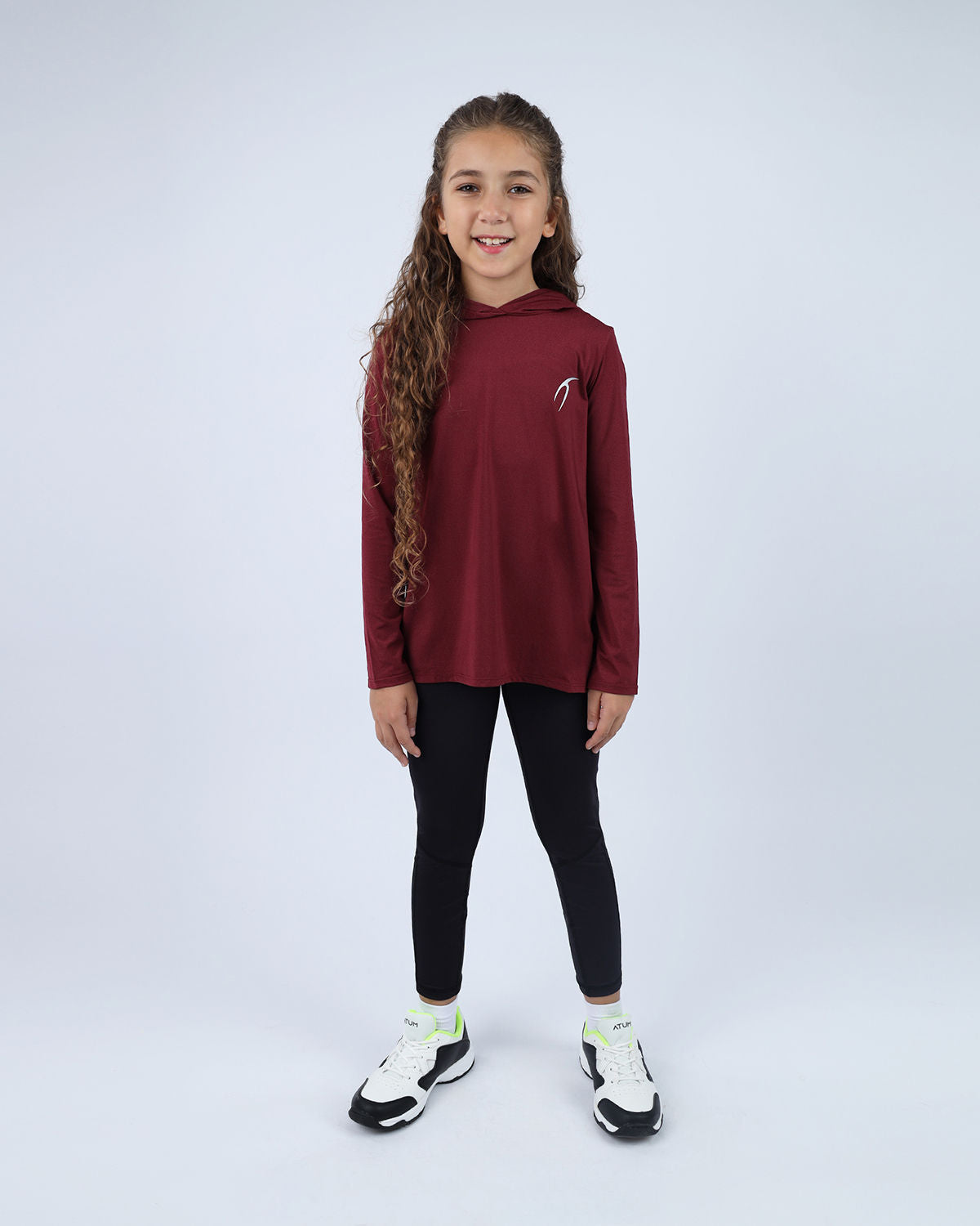 Burgundy Vivid Long-Sleeve Hoodie for Girls - هودي بورغندي زاهٍ بأكمام طويلة للبنات