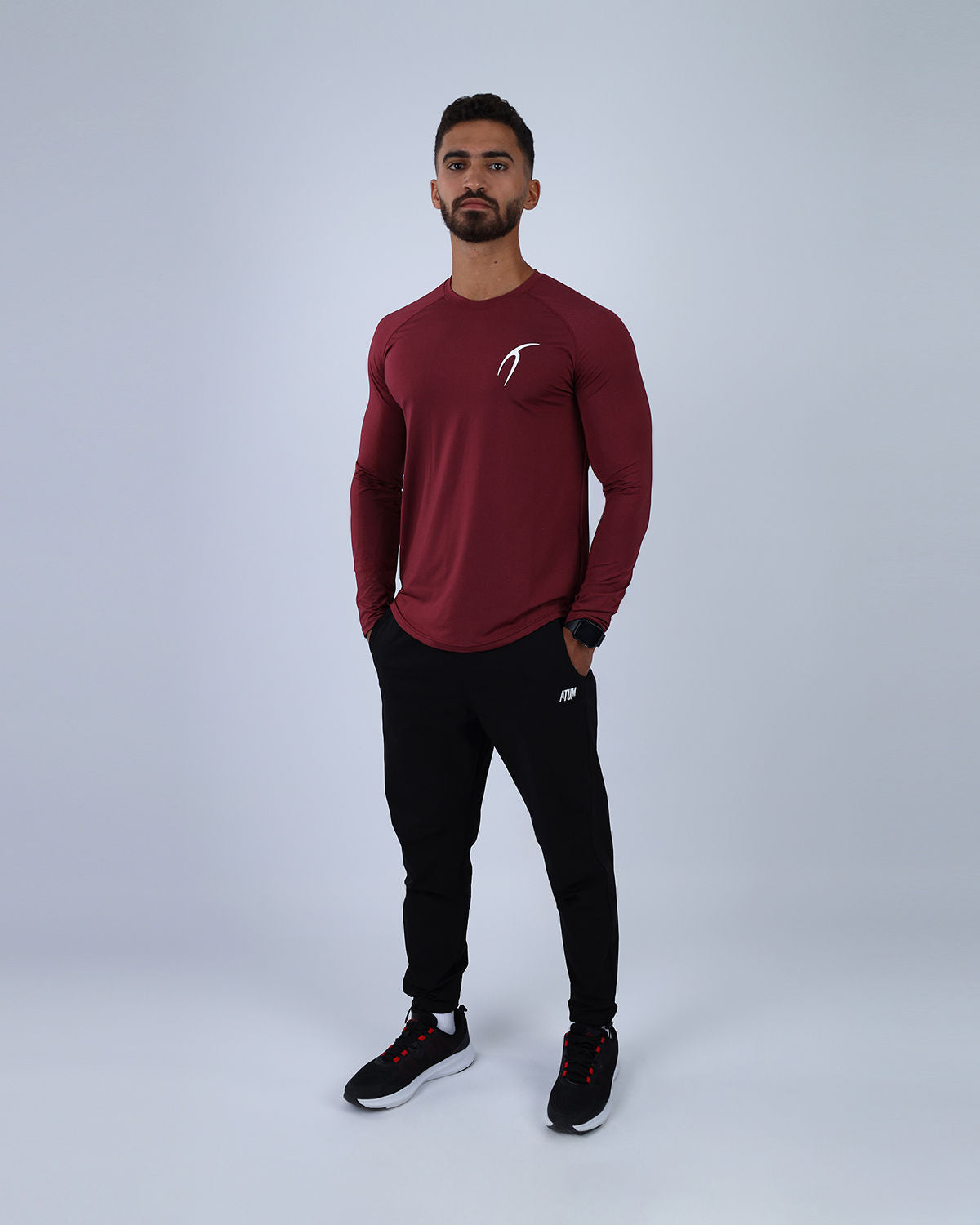 Burgundy Long Sleeve Running T-shirt