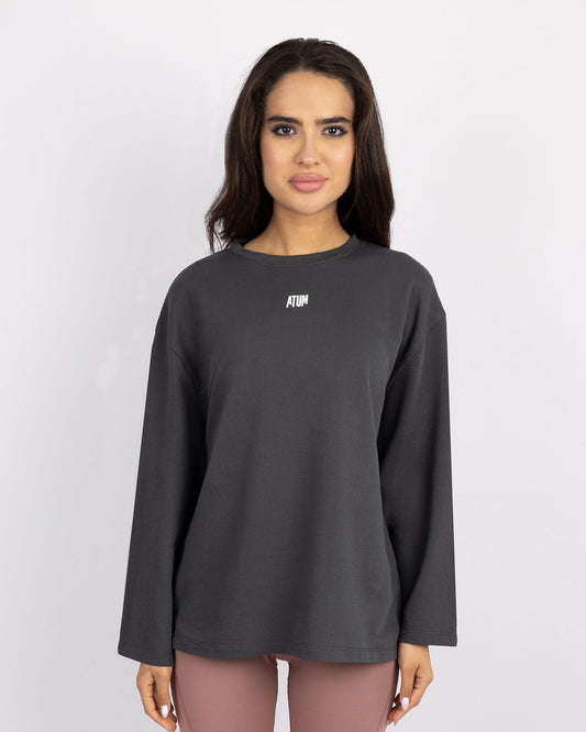 Gray Elegance Emblem Oversized T-Shirt