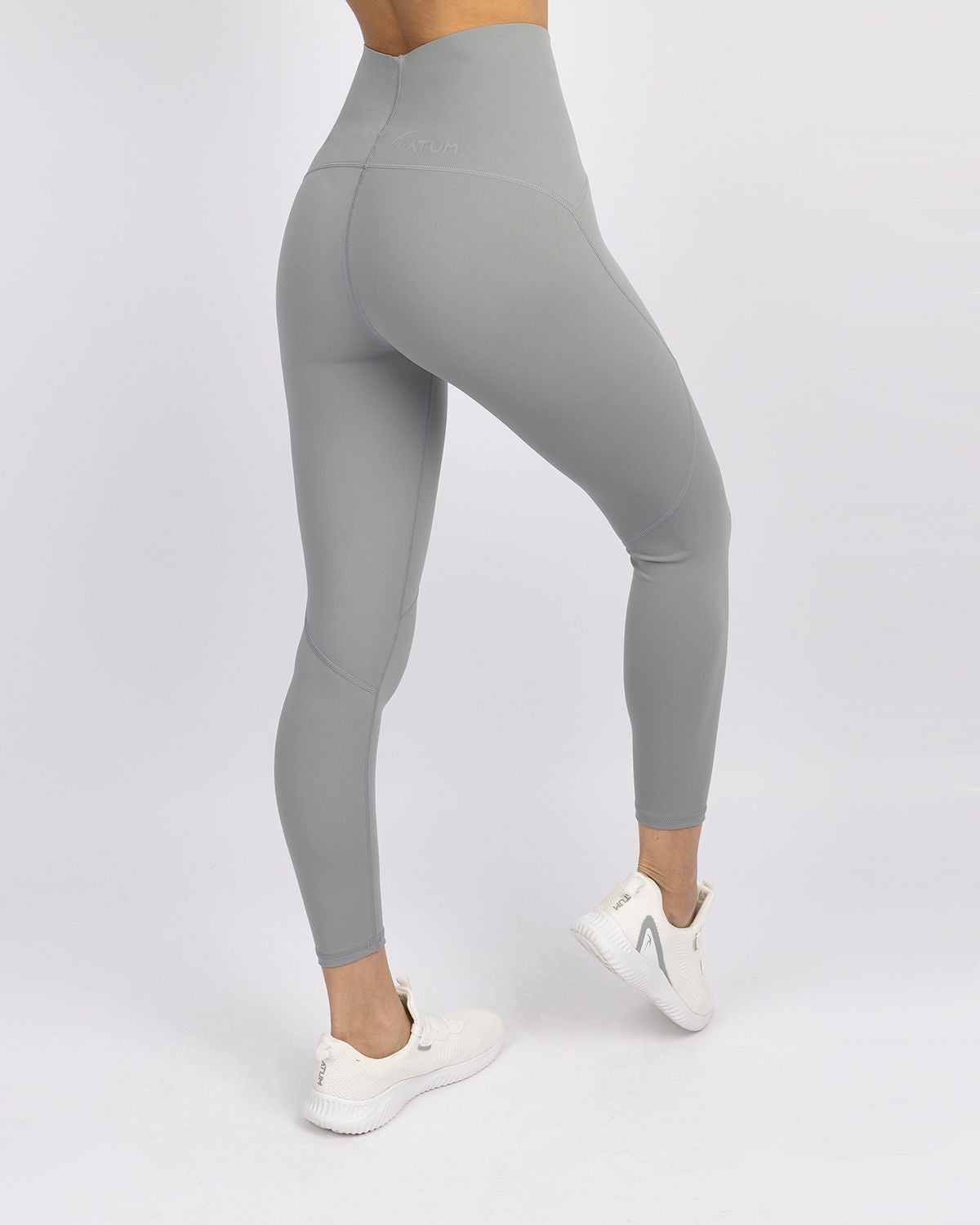 Gray Premium High-Waisted Leggings - بنطال ضيق رمادي فاخر بخصر عالٍ