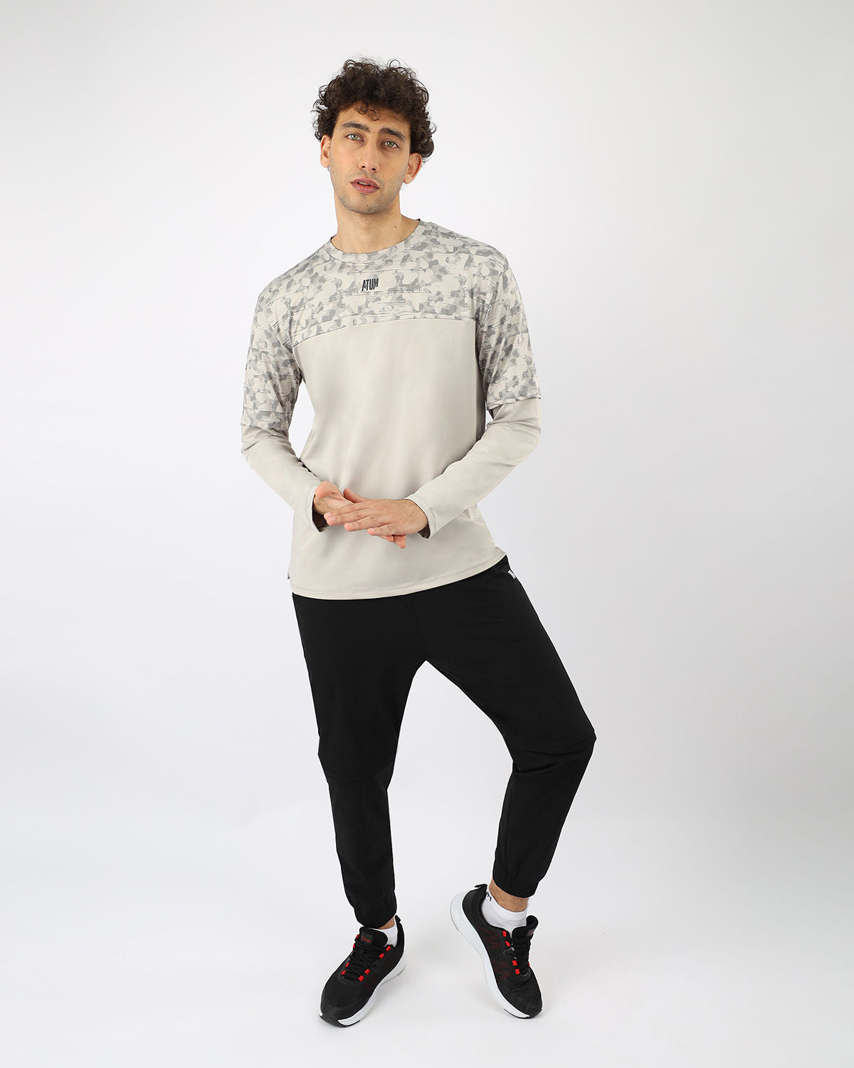 Light Gray Long Sleeve Fitness Top