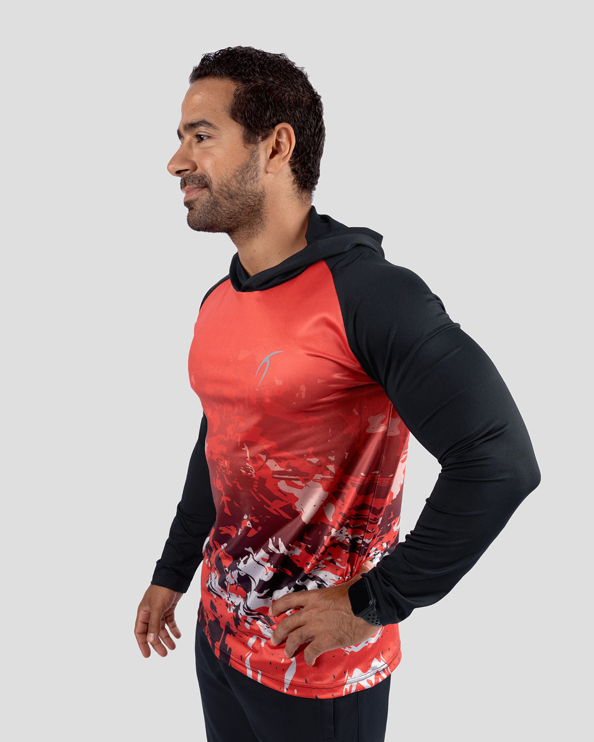 Red Sportive Hooded T-Shirt