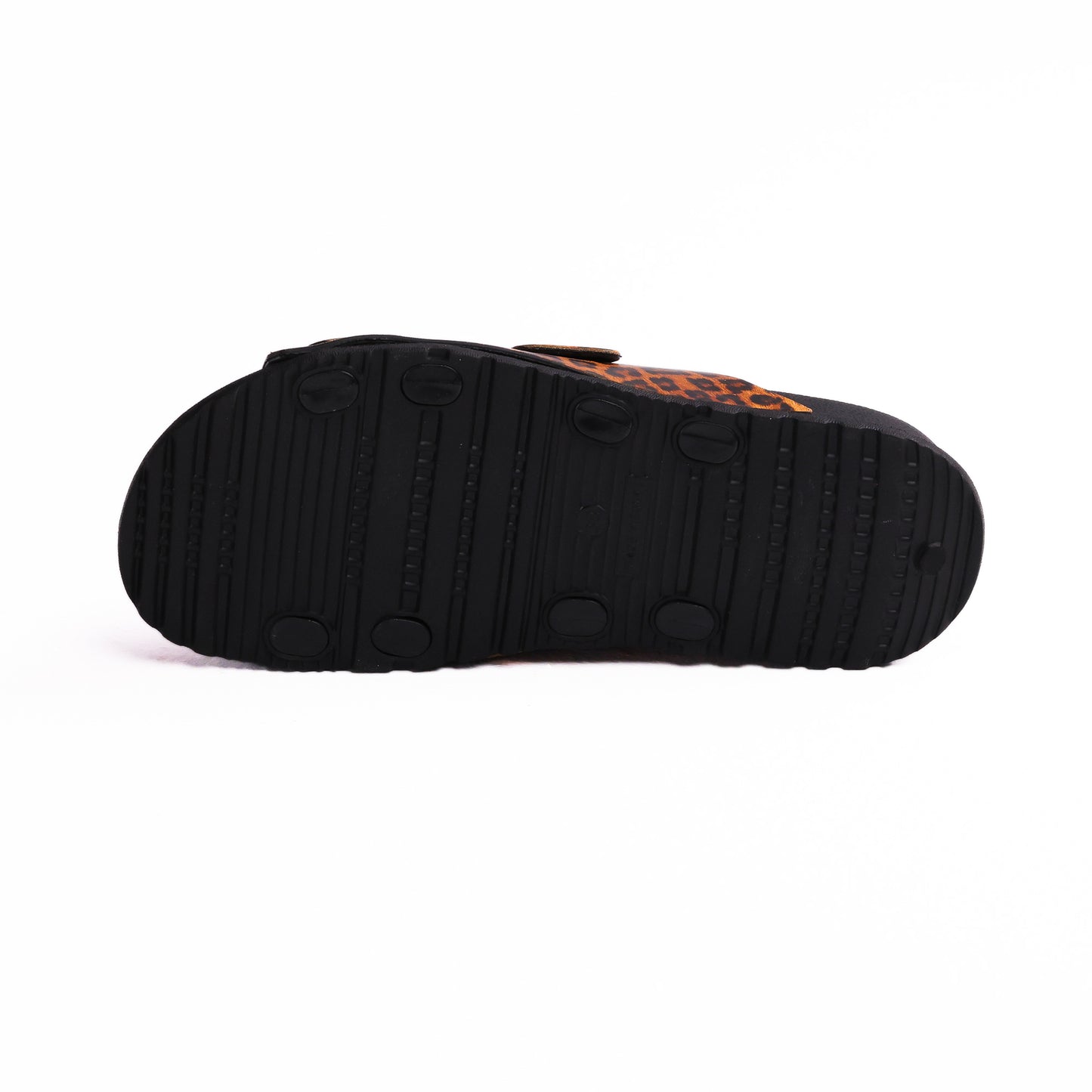 شبشب أسود مطبوع بإبزيم مزدوج