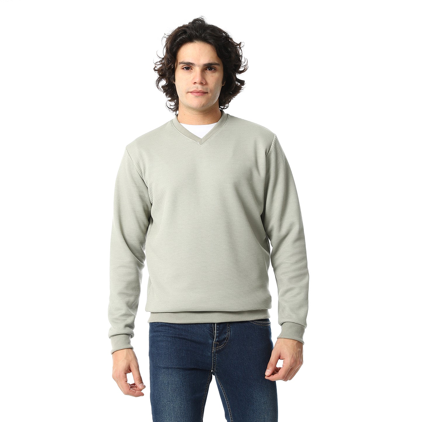 V-Neck Fog Knitted Pullover