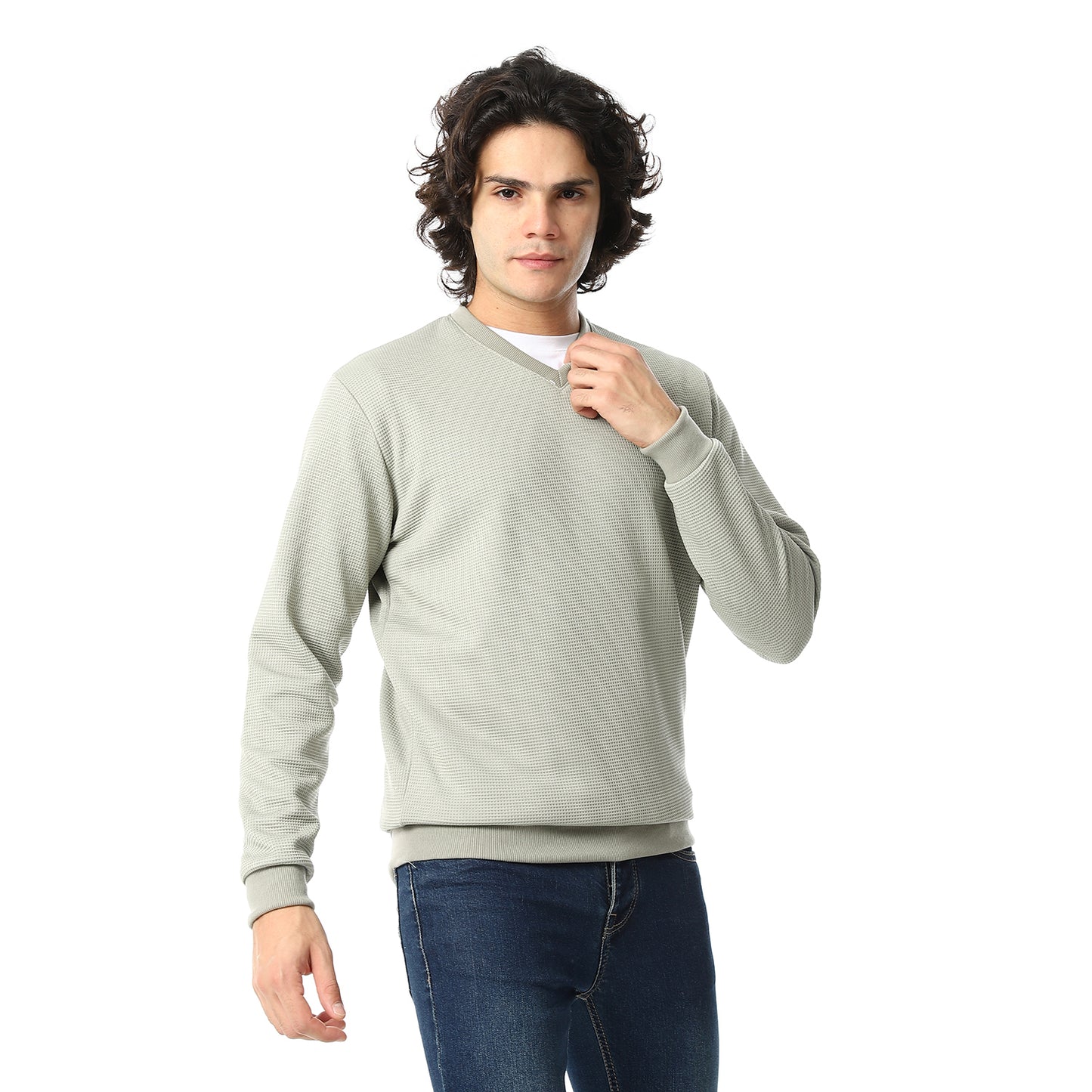 V-Neck Fog Knitted Pullover