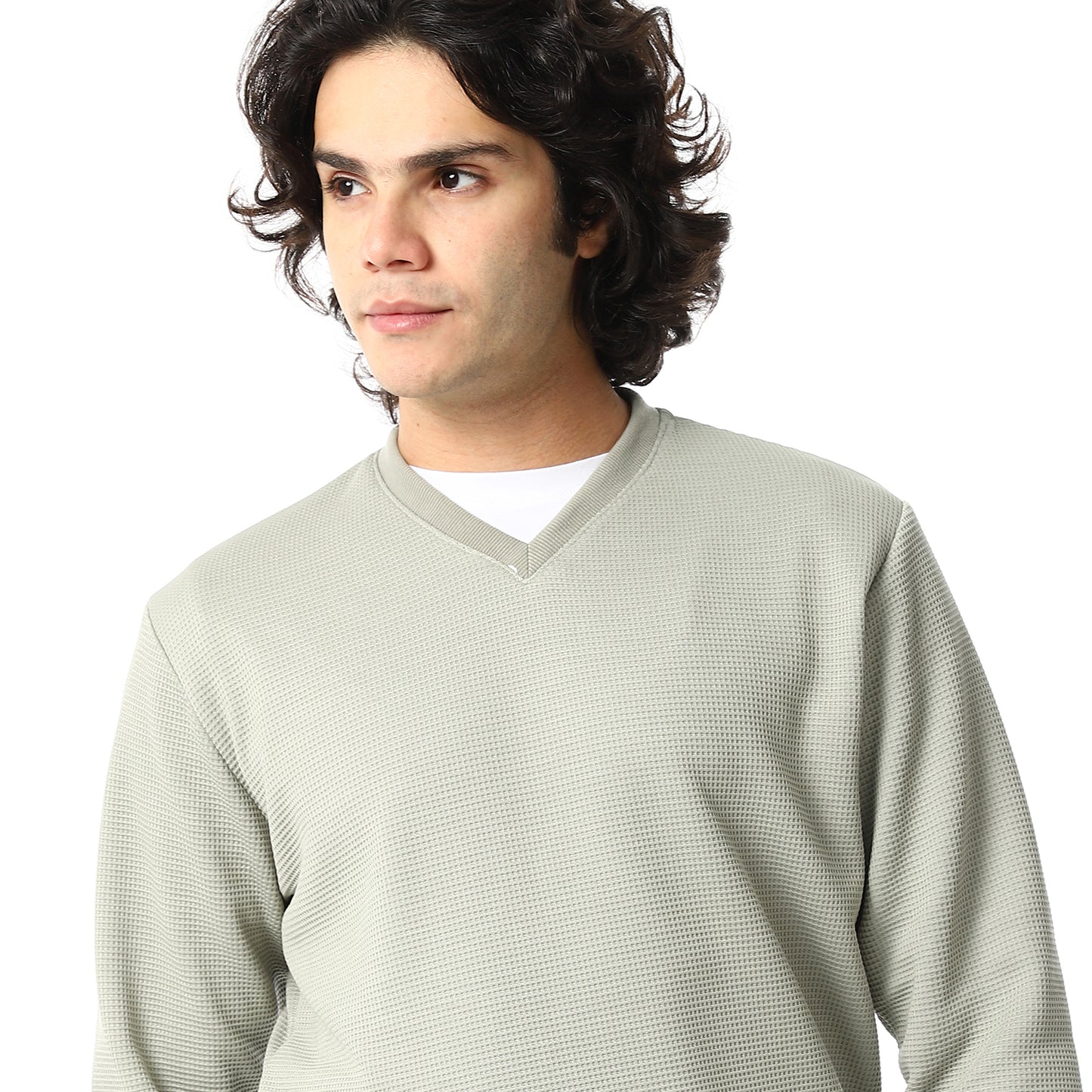 V-Neck Fog Knitted Pullover