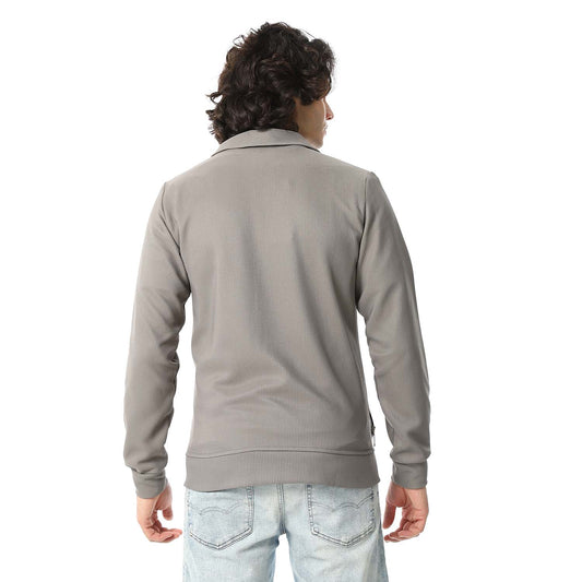 Full Zipper Ribbed Sweatshirt