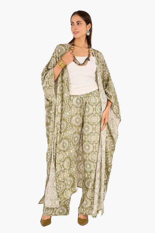 Olive Printed Kimono