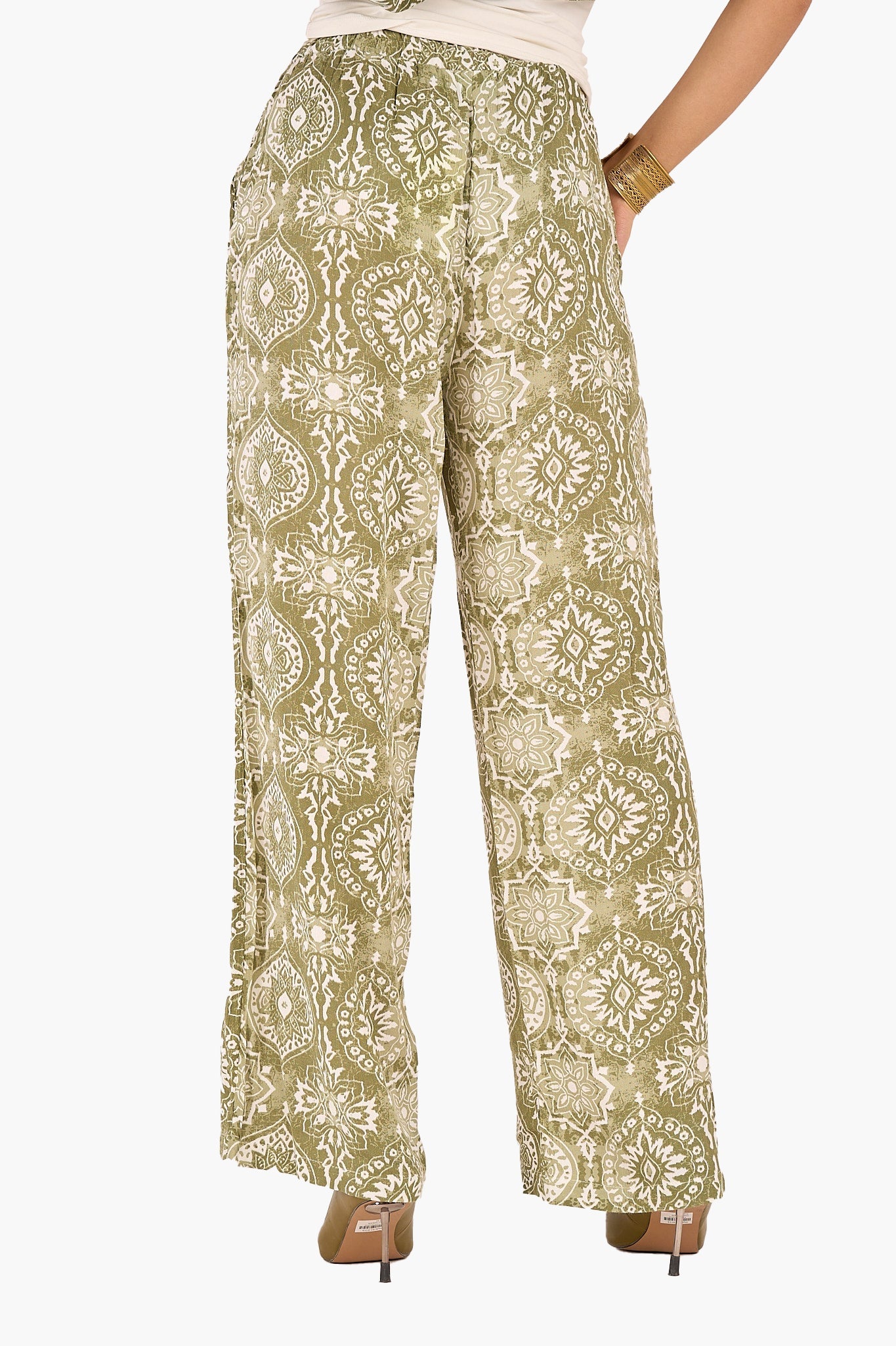 Olive Printed Tencel Pants