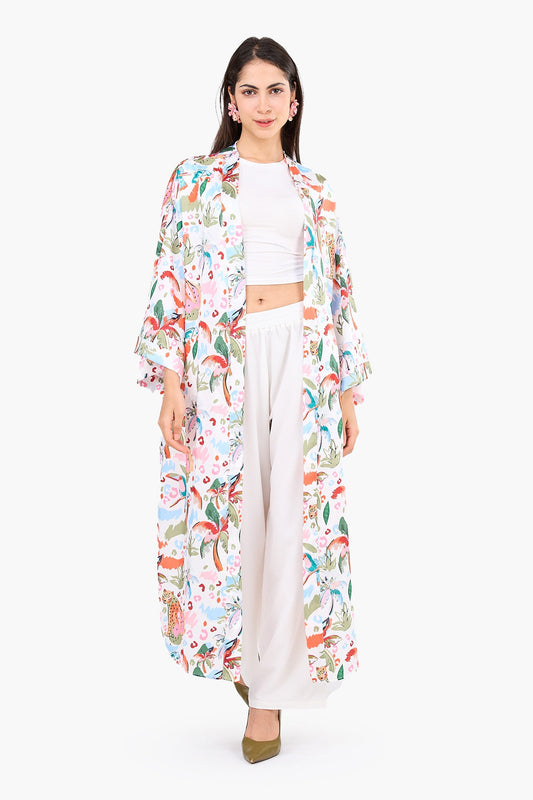 Colorful Palm-Print Kimono