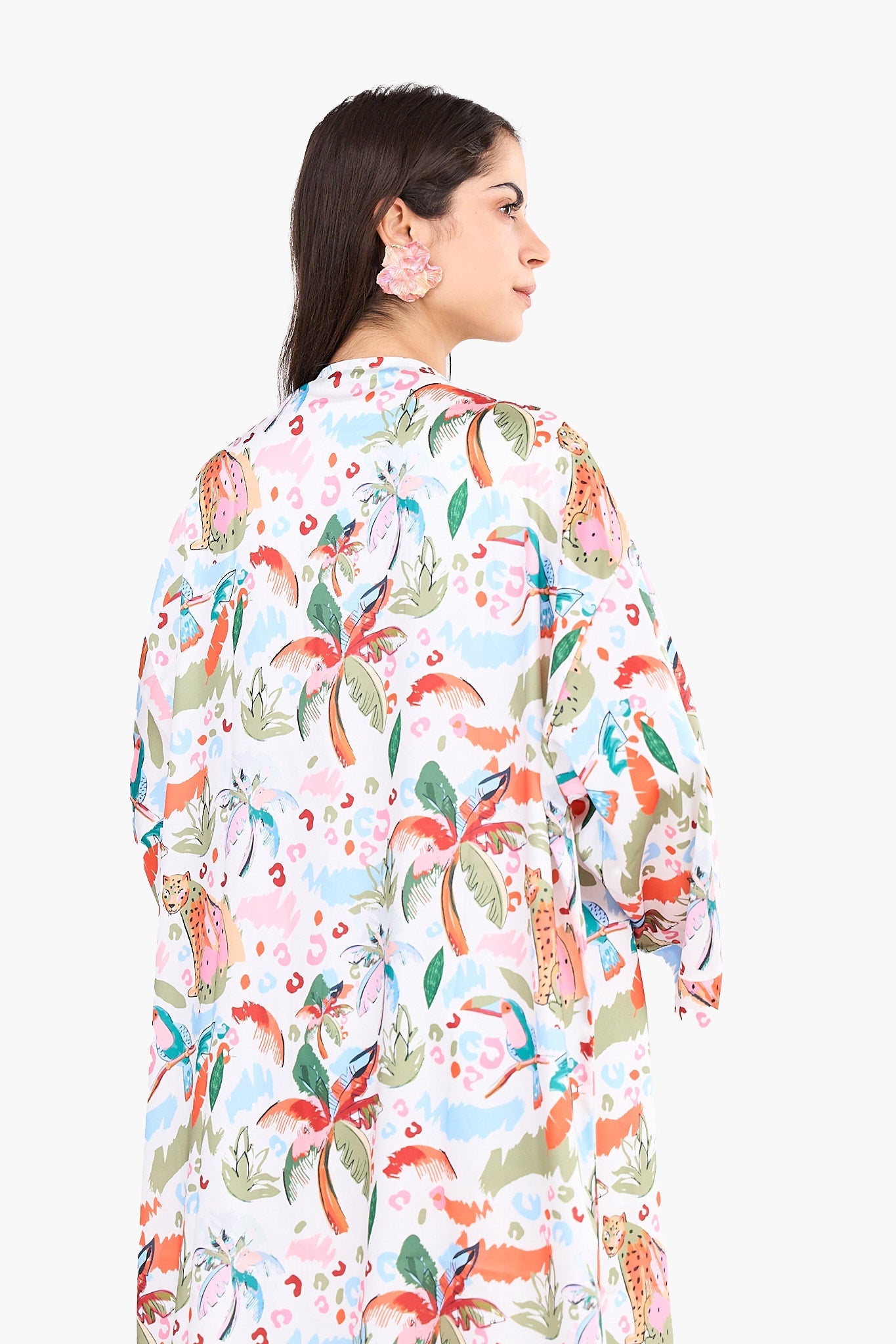 Colorful Palm-Print Kimono