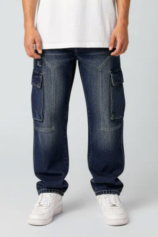 Dark Blue Wide Cargo Baggy Pants