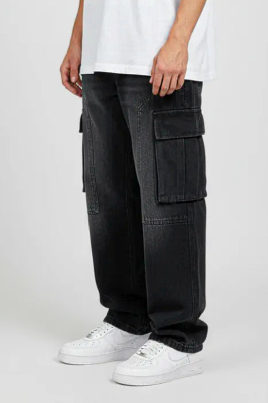 Black Wide Cargo Baggy Pants