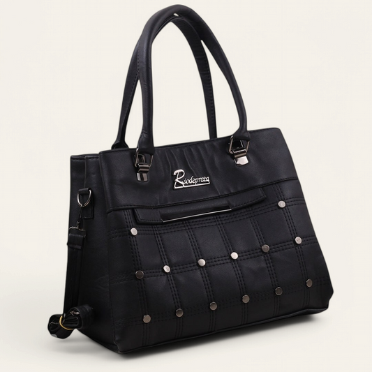 Black Spacious Handbag with Strap