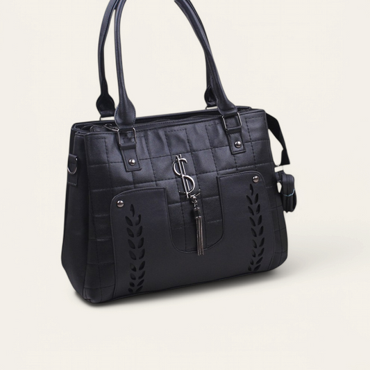 Black Trendy Handbag with Strap