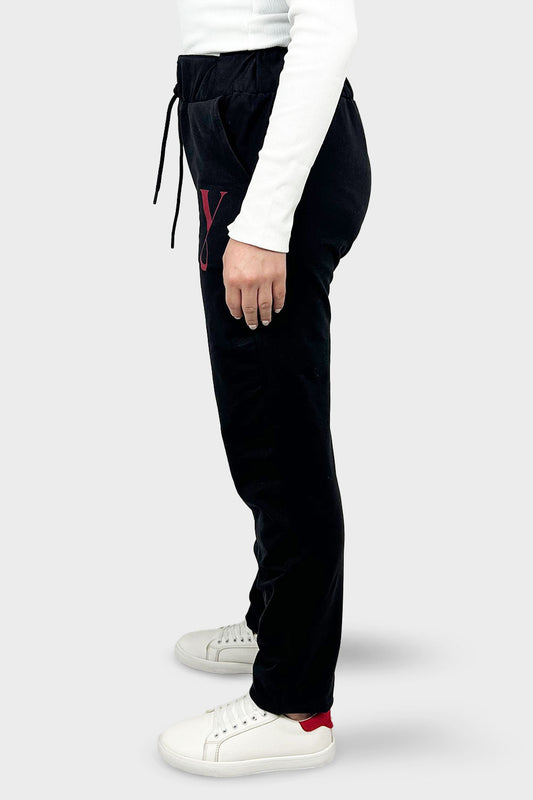 سويت بانتس بخصر أستيك وجيوب جانبية أسود