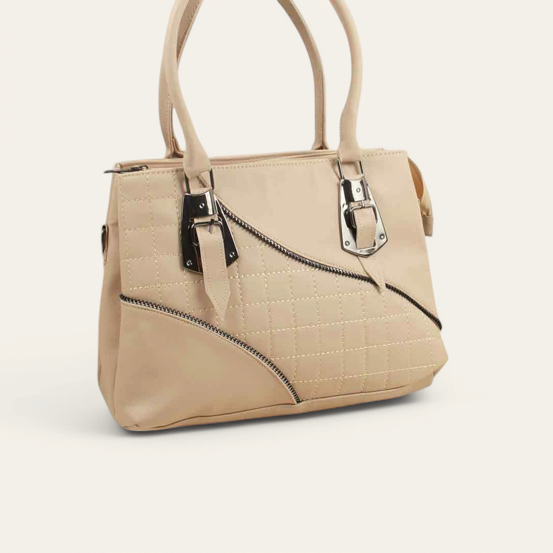 Beige Chic Handbag with Strap