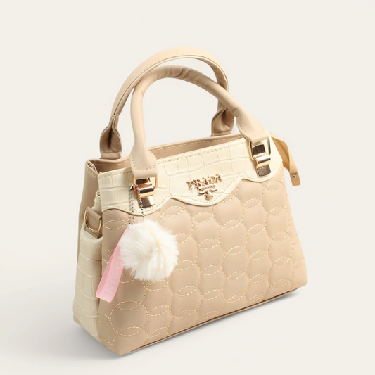 Beige Side Keychain Handbag