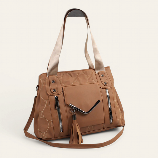 Cafe Leather Shoulder Bag with Long Strap