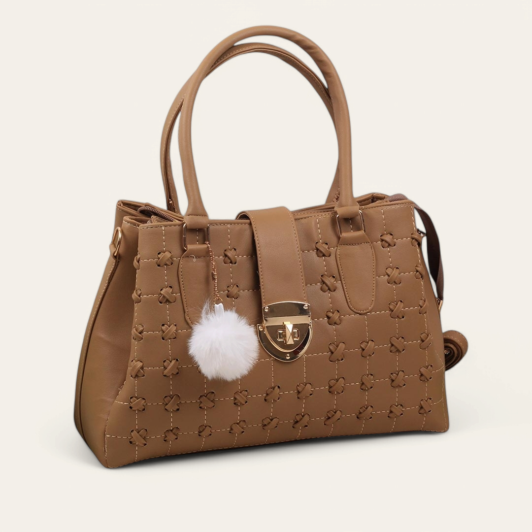 Cafe Twist Lock Handbag with Strap - حقيبة يد كافيه تويست لوك مع حزام