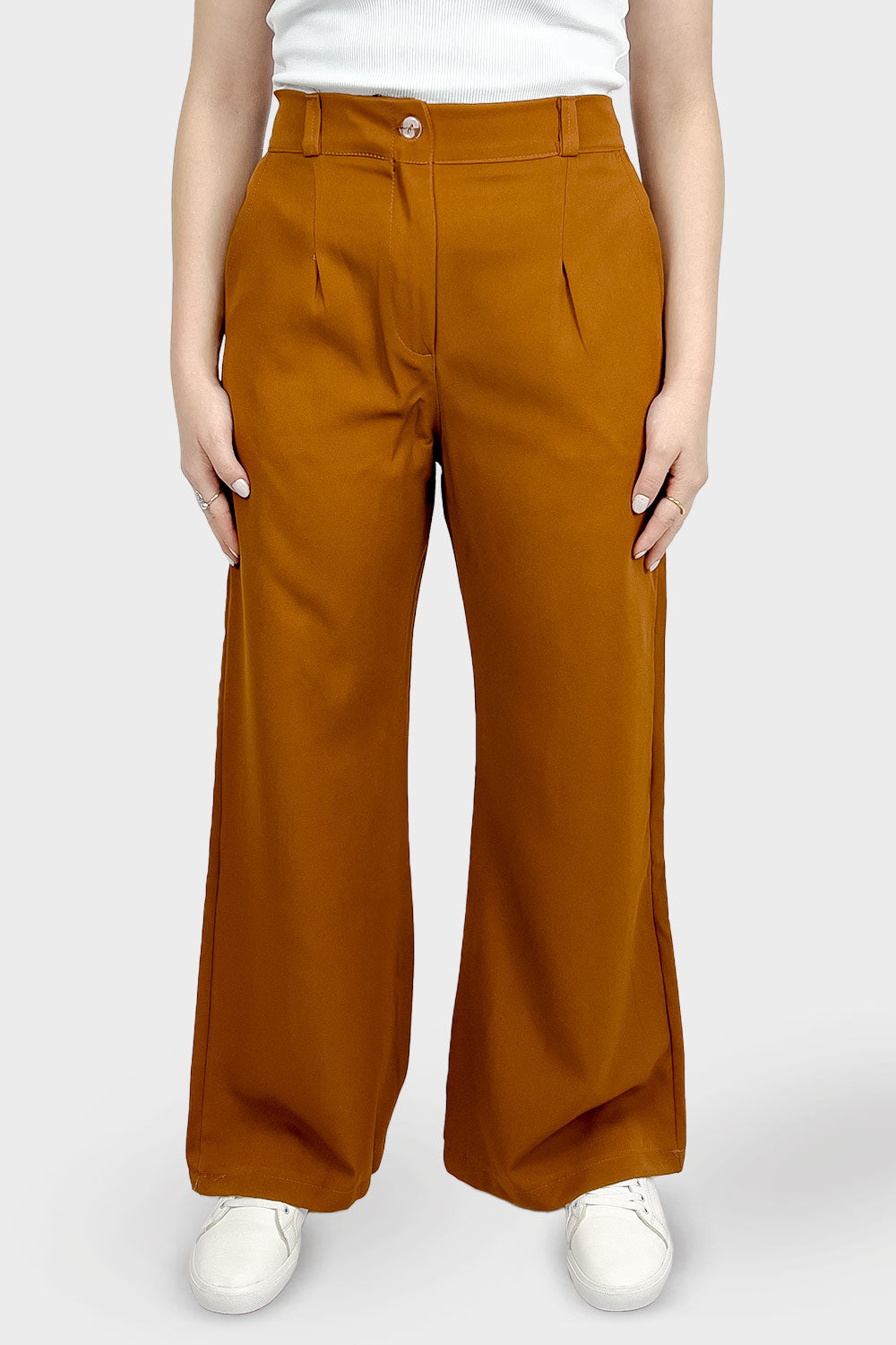 Havan Back Elastic Band Wide Leg Pants