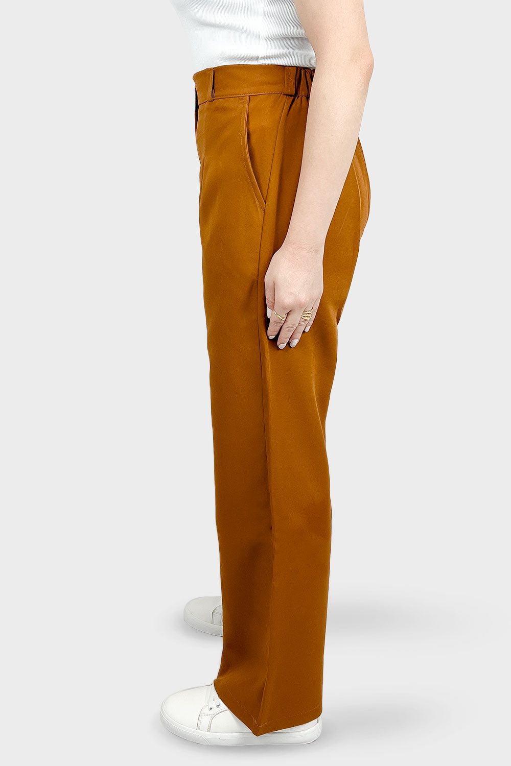 Havan Back Elastic Band Wide Leg Pants
